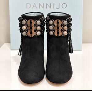 DANNIJO REXI Black Embellished Ankle Boots – Size 8.5M – New in Box